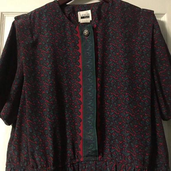 Vintage Leslie Fay Paisley Pleated Dress size 14 - Picture 3 of 16